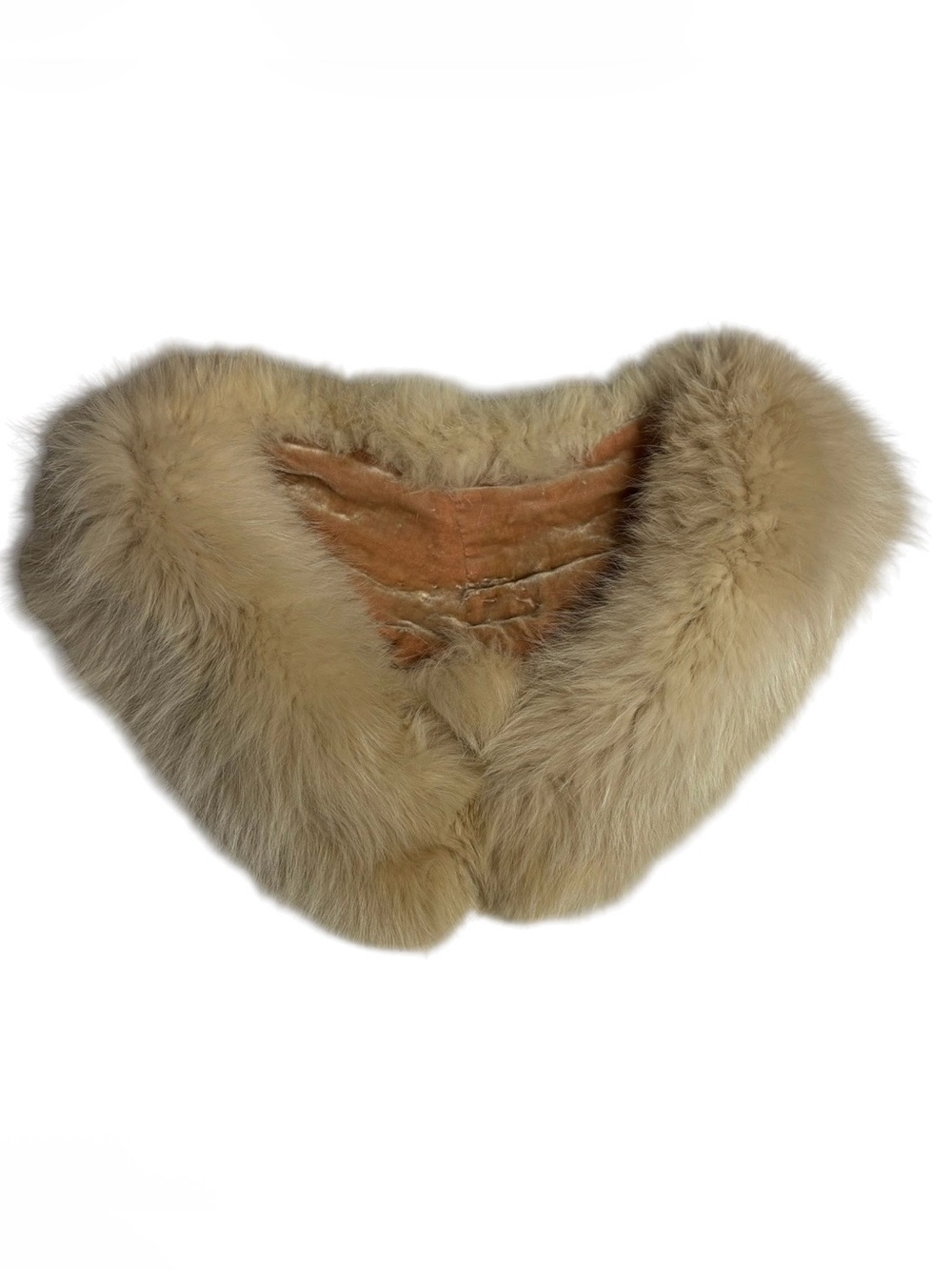 Vintage cream genuine fur wrap with front hook & eye closure